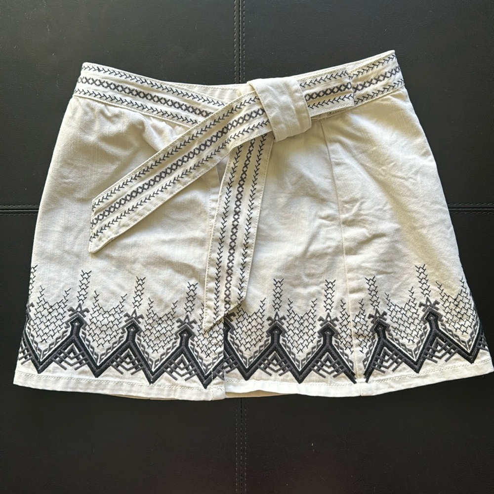 Free People Dream Away wrap around Cotton Embroidered Mini Skirt 2